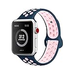 AdMaster for Apple Watch Bands 42mm,Soft Silicone Replacement Wristband for iWatch Apple Watch Series 1/2/3 - M/L Midnight blue/Vintage rose