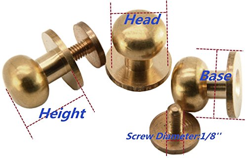 Happy E-life 20 Pcs Head Button Brass Stud Screwback Screw Back Spots DIY for Purse Handbag(6mm)