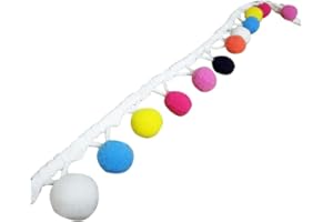 YYCRAFT Rainbow C Pom Pom Ball Fringe Trim Ribbon Sewing(5 Yards)