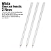 3 Pcs White Charcoal Pencils, Art Drawing Pencils Set - Medium, Sketching Pencils for Dark or Tinted Paper