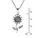 AeraVida Charming Spring Sunflower .925 Sterling Silver Pendant Necklace