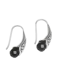 NOVICA Onyx plata de ley 925 aretes con arete "Midnight Spell