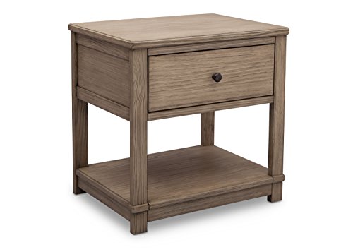 Delta Children Cali Nightstand with Drawer and Shelf, Rustic Whitewash