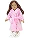 Sophia's Soft Traditional Style Bathrobe and Faux Fur Bunny Slippers with Embroidered Faces for 18 Inch Dolls, Pink/White