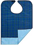 Bibs for Adults Senior Citizens - Adult Bibs for Eating - Clothing Protector - Reusable Waterproof Machine Washable - Crumb Catcher (Blue)