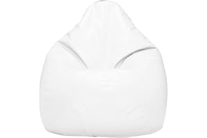 Ample Decor Bean Bag Cover (Filler Not Included), Plush Toys Storage Soft Leatherette, Durable Construction Sturdy Zipper, Ideal for Children and Teenagers - White