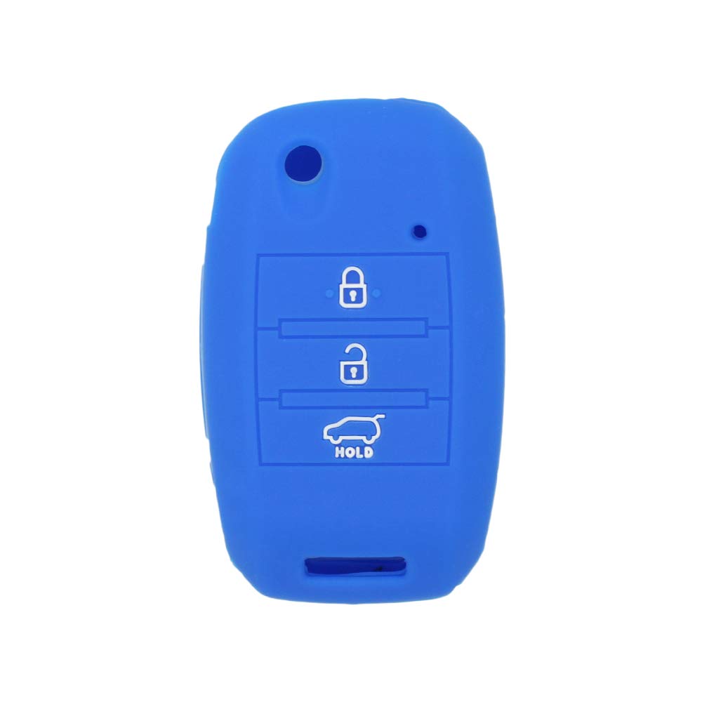 BROVACS Silicone Cover Protector Case Holder Skin Jacket Compatible with KIA 3 Button Flip Remote Key Fob CV4155 Deep Blue