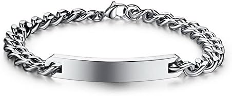 Personalized And Custom Engraved For Lover, Parental Stainless Steel ID Bar Bracelet With Gift Box (Mens)