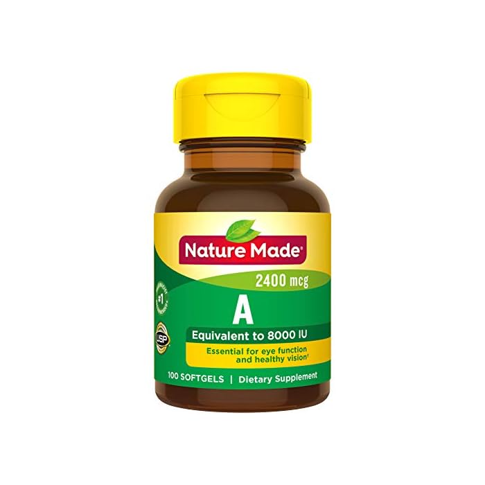Nature Made Vitamin A 2400 mcg (8000 IU) Softgels 100 Count for Eye Health