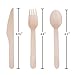 POPCO 250-Piece Disposable Wooden Cutlery Set: 100 Forks, 100 Knives, 50 Spoons, 6.5 inches Length, 100% All-Natural, Eco-Friendly, Biodegradable, and Compostable