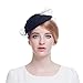 Valdler British Retro Elegant Wool Nylon Hat Feather Flower Fascinator coverd with Net Yarn Flowers