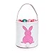 GWELL Foldable Bunny Handmade Easter Egg Basket Fluffy Tails Printed Rabbit Canvas Kids Tote Bag Bucket for Candies Goodies DIY Gifts (1 Set-4 Colors)