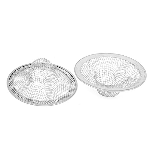 uxcell Mesh Hole Kitchen Bathroom Basin Sink Drain Strainer 2Pcs Silver Tone