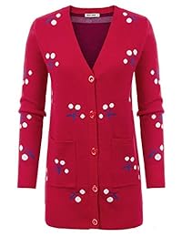 GRACE KARIN Women Long Sleeve Open Front Cardigan Button Down Knit Sweater Coat with Pocket