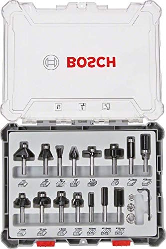 Bosch Professional 2607017472 15 Piece Set Wood Router Bit Set For