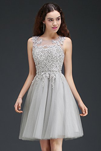 MisShow-Damen-Elegant-Ballkleid-kurz-Abendkleider-rmellos-Perlstickerei-Jugendweihe-Kleider-Abschlusskleid-Knielang-Gr32-46