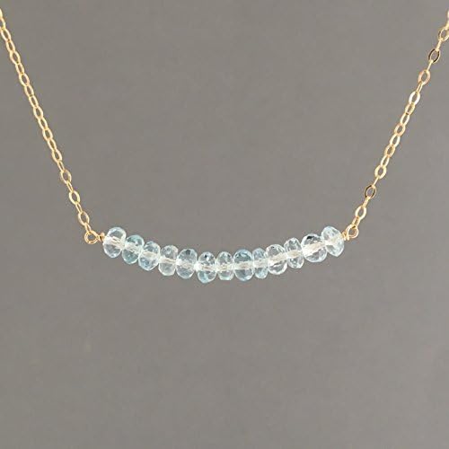 Blue Topaz Beaded Necklace available in gold, rose gold or silver