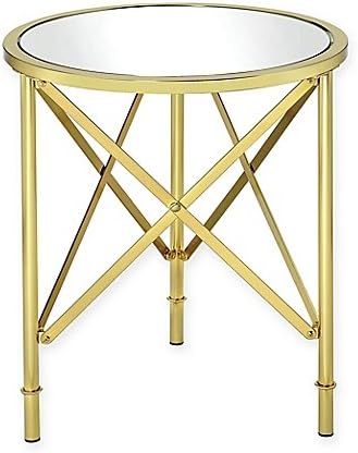 Donny Osmond Round Brushed Brass Accent Table