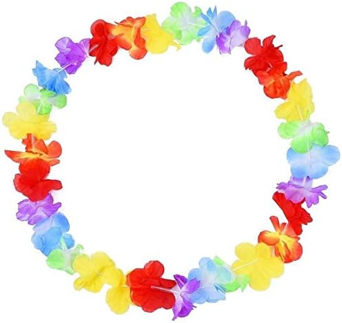 VIROSA 12-Piece Hawaiian Lei Set, Tropical Flower Garland Necklaces for Luau Hen Party, Fancy Dress - Image 4