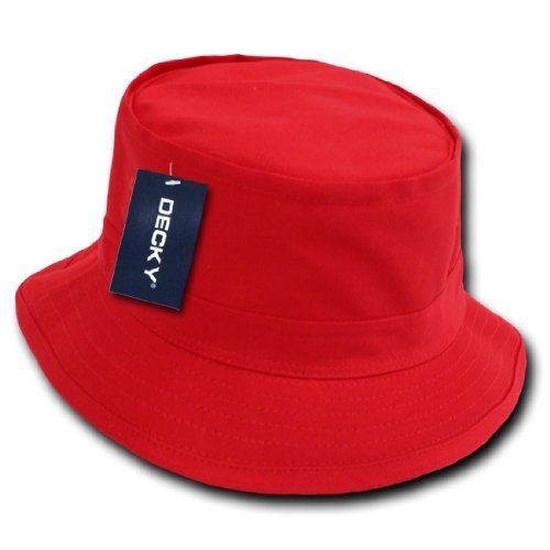 Decky Inc UniSex Fishermans Bucket Summer Cotton Hats 450 Red L/XL