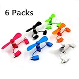 ZYJ-AWASA 6 Packs 3 in 1 Portable Fan Handheld Fan Mobile Phone Fan Cell Phone Fan with Micro USB Lightning USB C for iPhone X iPhone 8 Plus Samsung Note 8 S9 S8 Colorfull Set of 6