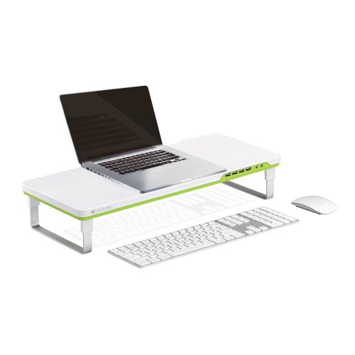 Satechi F1 Smart Monitor Stand with 4 USB Ports and Headphone/Microphone Extension Ports – Compatible with 21.5-Inch iMac, MacBook Pro, MacBook, Dell, PC, Samsung and more (White)