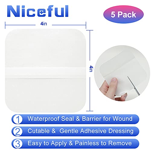 Niceful Hydrocolloid Bandages 4"x4", HSA FSA Eligible, Hydrocolloid