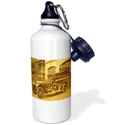 3dRose "Early 1900s Pumper Fire Truck and Firemen" Sports Water Bottle, 21 oz,…