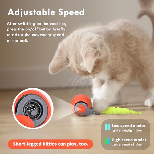 Gerbala Cat Toys, Electric Cat Toy Ball, 2025 New Magic Ball for Dogs, Cats in Smart Home Automatic Rolling (Orange)