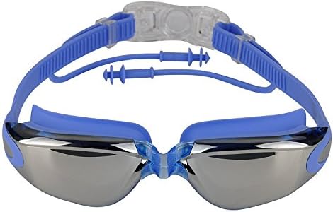 Swimming Goggles ROSIMO Anti Fog Swim Goggles Adjustable Strap Waterproof No Leaking UV Protection with Protection Case for Men Women Adult Youth Kids (Blue)