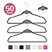 MIZGI Premium Cascading Velvet Hangers (Pack of 50) Heavyduty - Non Slip Hangers with Cascading Hooks Gray- Copper/Rose Gold Hooks,Space Saving Clothes Hangers (Gray)