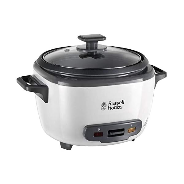 Russell-Hobbs-27040-Large-Rice-Cooker-Up-to-14-Servings-with-Steamer-Basket-Measuring-Cup-and-Spoon-Included-Dishwasher-Safe-Parts-500-W-White Russell Hobbs 27040 Large Rice Cooker - Up to 14 Servings with Steamer Basket, Measuring Cup and Spoon Included…