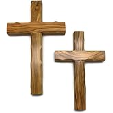 iHoly Land Crafts Olive Wood Wall Cross, Handmade in Bethlehem, 4.75x3.4in | Holy Wall Hanging Wooden Cross, Carved by Christian Artisans, Meaningful Gift for Baptism, Confirmation, and Religious D&eacute;cor