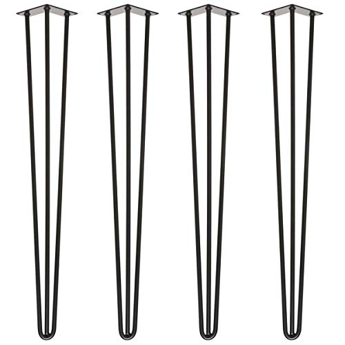 PENCK Heavy Duty Table Legs 40 Inch Hairpin Legs 1/2 Inch Satin Black Set of 4 + Leg Protectors(4) + Screws(20) - DIY Bar Height Table Legs - Metal Furniture Legs - Mid-Century Modern Style - Thumbnail 4