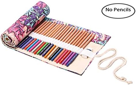 MOCAA Canvas Colored Pencil Case Roll Wrap 72 Slot-Adult Coloring Pencil Holder Organizer,NO Pencils (P04)
