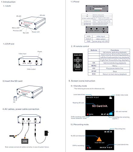 Coomatec Mini DVR Support SD Card Real-time Digital Video Recorder for FPV and Vehicle HD Mini 1 Channel MPEG-4 Video - Thumbnail 7