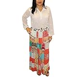 Mogul Interior Women's Maxi Skirt Patchwork Colorful Rayon Long Skirt S