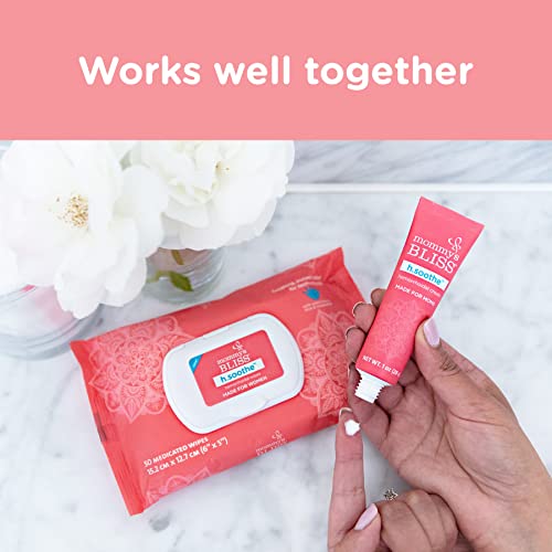 MOMMY’S BLISS SOOTHING HEMORRHOID WIPES FOR WOMEN | INSTANT RELIEF WITH WITCH HAZEL, ALOE, & ROSEWATER | 50 MEDICATED WIPES