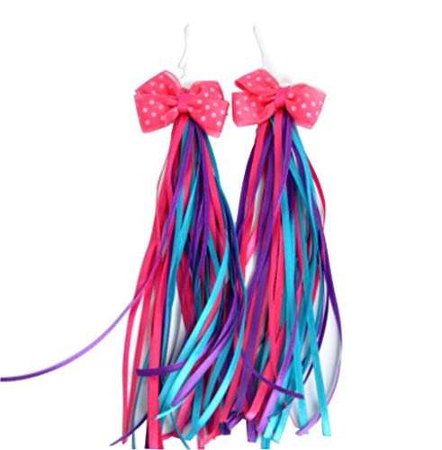 SYBL 1 Pair(2pcs) Colorful Kids Bicycle Bike Scooter Trike Handlebar Handgrip Bowknot Streamers Bicycle Grips Sparkle Long Tassel Ribbon Baby Carrier Accessories for Girls Boys Bike Deco