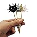 Shxstore Kitty Cat Cupcake Toppers Shiny Black Gold Silver and Pink Cute Cat Head Cake Top Decorations for Baby Shower Birthday Party 24pcs