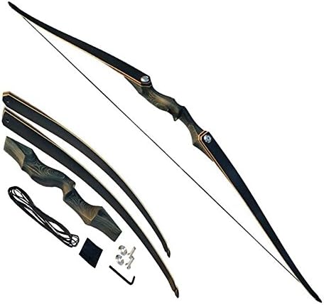 DDMARK 60" Archery Takedown Recurve Bow Black Hunter Adult Hunting Longbow Right/Left Hand 30-60lbs