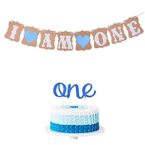 Napravi Rs Bleu Dusenly Banniere Photo Bebe 1 12 Mois Avec I Am One Bunting Garland One Cake Topper Et 1er Jeu De Chapeau De Fete Danniversaire Pour Bebe Garcon Fille Anniversaire Decoration Faveurs