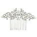 EVER FAITH Wedding Hair Accessories White Zircon Crystal Vintage 1920s Leaf Wave Bridal Hair Side Comb for Bride Bridesmaids