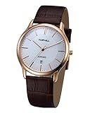 Tophill Sf210 Slim Classic Quartz Men's Wrist Watch Brown Leather Band White Dial
