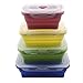Swity Home Set of 4 Collapsible Silicone Food Containers, Plastic Lid Silicone Bowl, Storage Canister Set, Use For Food and Storage, Kitchen Food Saver Container