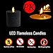 volnyus Black Flameless Candles Set of 2 (3x3 inch) Real Wax Flickering LED Candles Battery Operated with Remote Control Timers for Halloween Fireplace Livingroom Party Dimmable Pillars Flat top