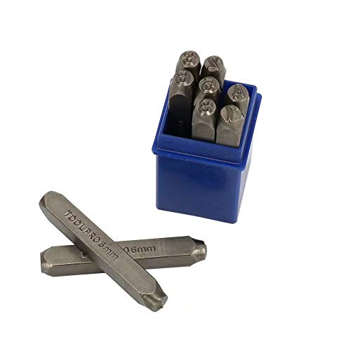 1/4" 6mm High Hardness Carbon Uppercase Number Metal Stamp Steel Reverse Punch Set DIY Tool for Mold Metal Wood and Leather 9Pcs(0-9)