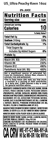 MONSTER ENERGY ULTRA PEACHY KEEN, SUGAR FREE ENERGY DRINK, 16OZ
