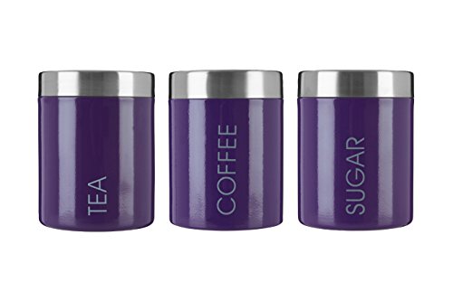 Premier Housewares Liberty Tea, Coffee and Sugar Canisters - Purple, Set of 3 by Premier Housewares