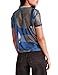 Farktop Women's Sexy Metallic Shimmer Mesh Tee Short Sleeve See Through Mesh Blouse Tops Tee Shirt